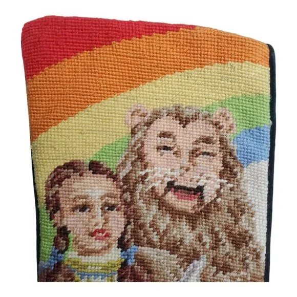 Rare Wizard Of Oz Needlepoint Christmas Stocking Wool Rainbow Dorothy Holiday 18 - Picture 3 of 14